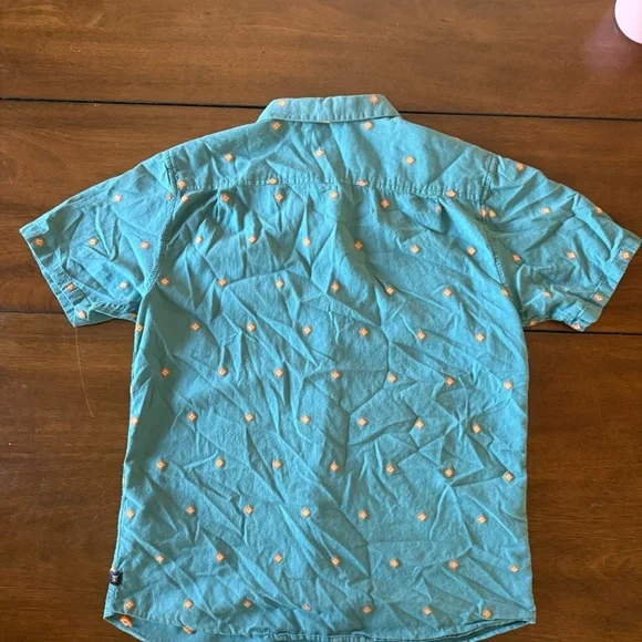 Roark Teal Button-Down Shirt with Orange Pattern - Picture 2 of 5